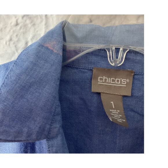 Chico’s Size 1 (S) Button Up Beaded Pkt Accent - Picture 7 of 8